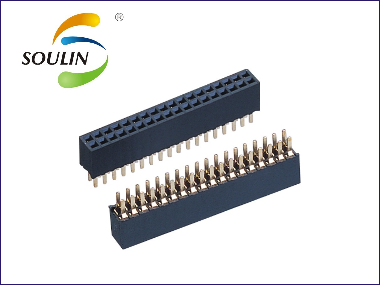 Dual Row 2 X 20 Female Header Connector 1.27mm Pitch Phosphor Bronze